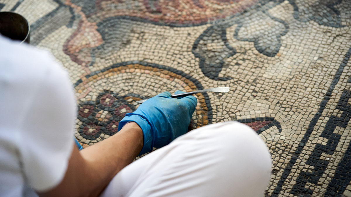 Work being done on a mosaic