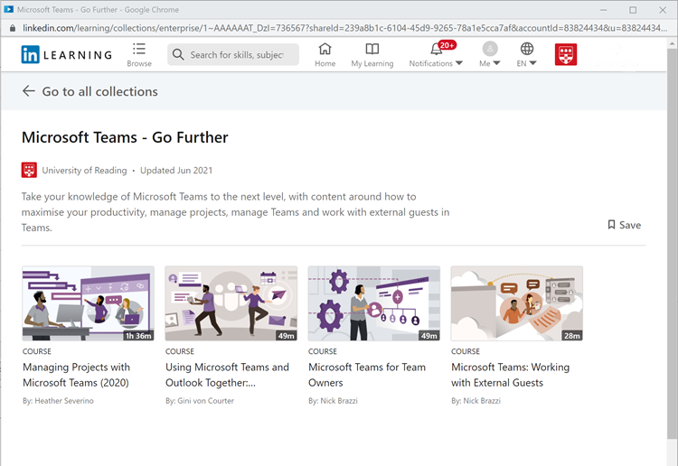 Course page in LinkedIn Learning