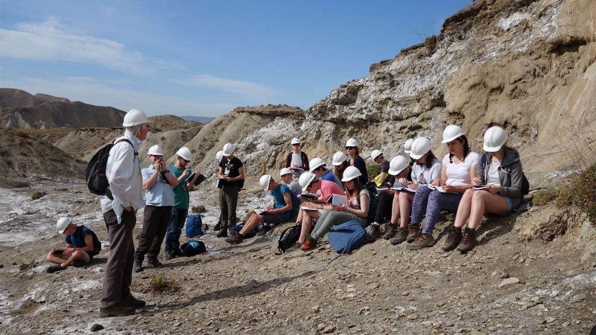 Students photographed conducting field work on a trip to Almeria