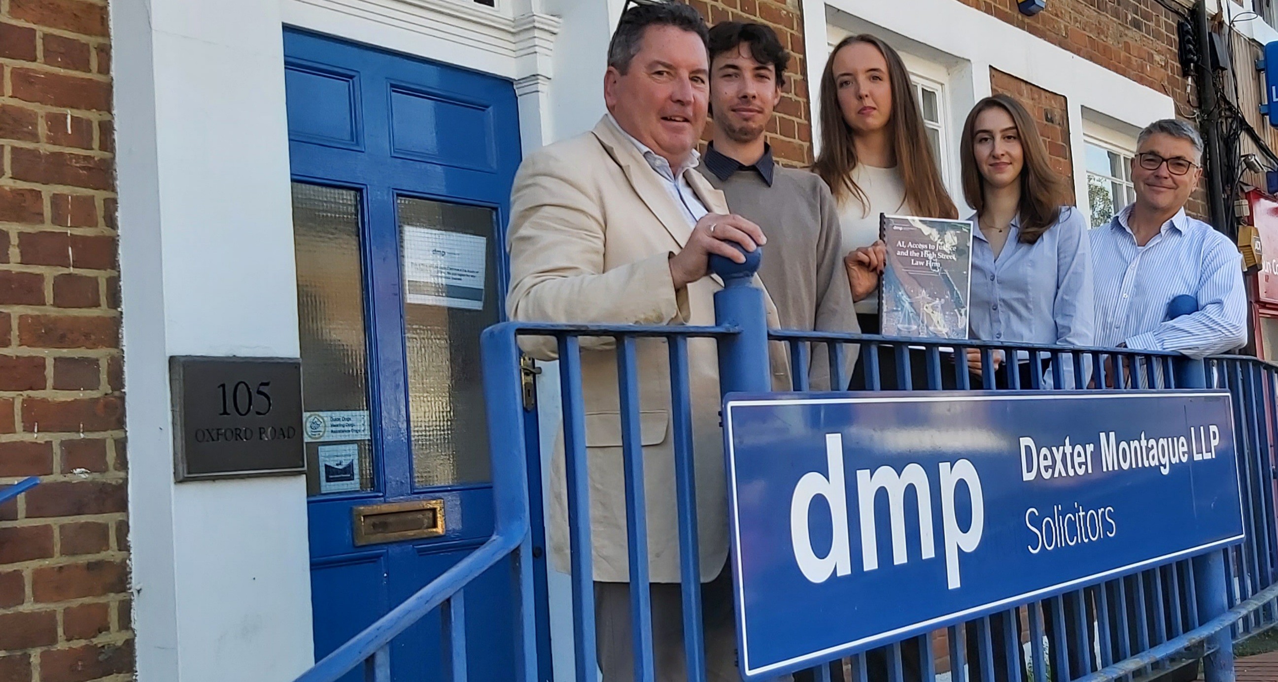 Students outside the office of Dexter Montague LLP 